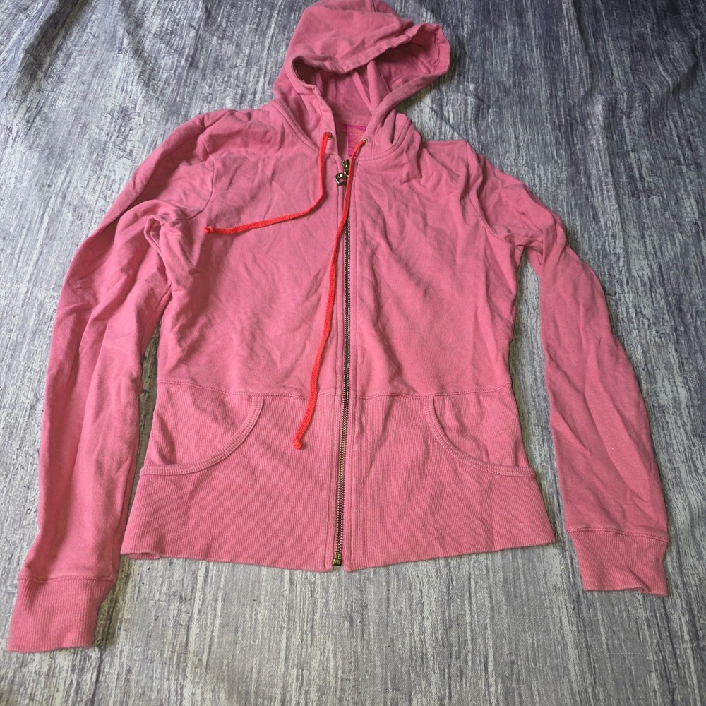 Thalia Sodi Pink Full Zip Hoodie‎ Cotton Spandex Long Sleeve Sweatshirt Small